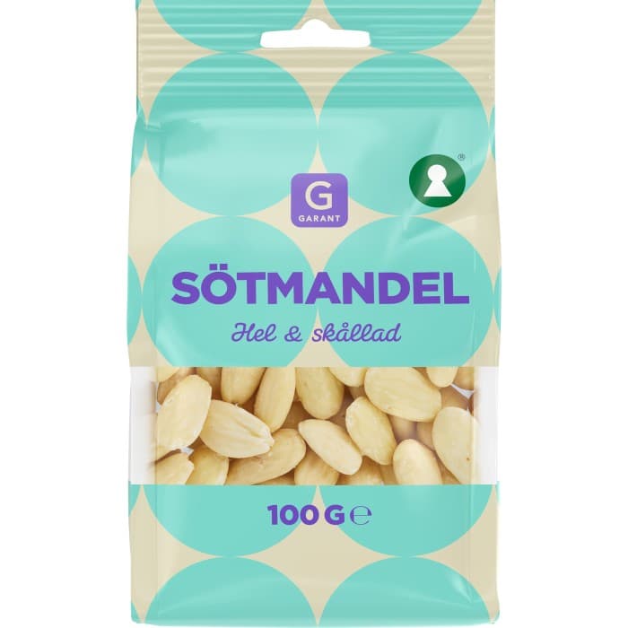 Garant Mandel Skållad Hel 100g – från Garant – 25 kr – hos Delitea