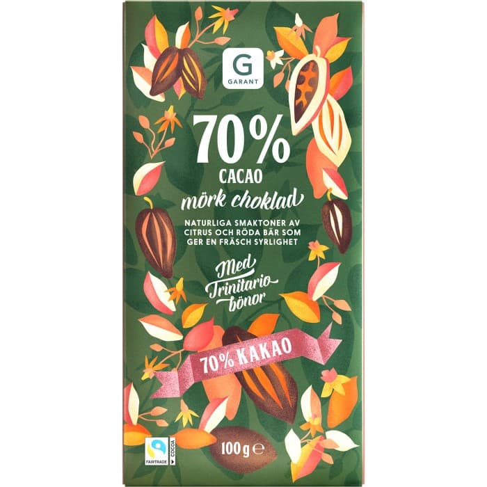 Garant Mörk Choklad 70% Kakao 100g från Garant – köp hos Delitea