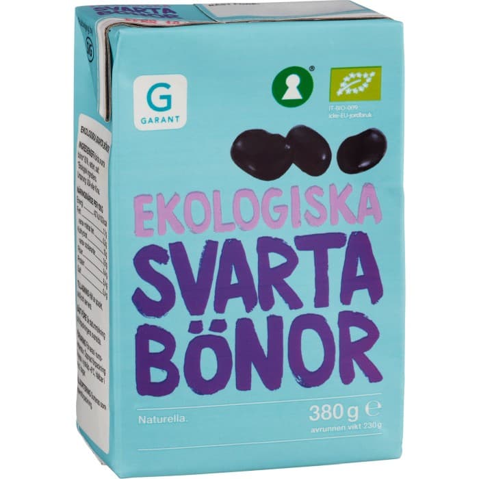Garant Svarta Bönor Ekologiska Naturella 380g