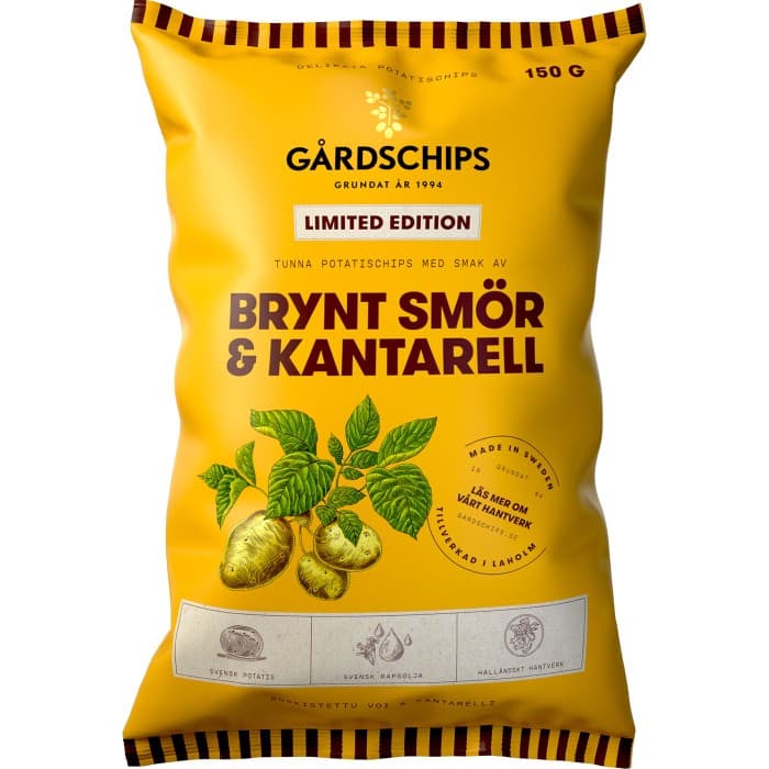 Gårdschips Brynt Smör & Kantarell 150g