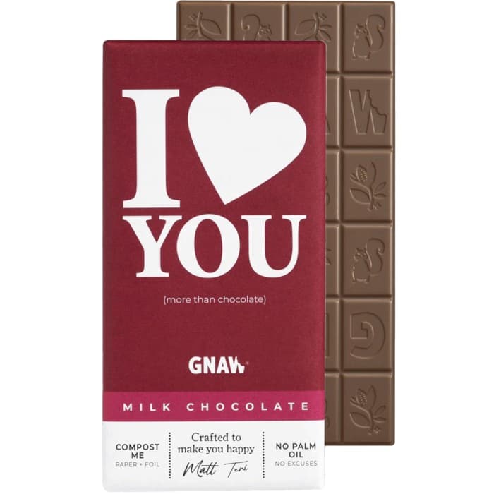 Gnaw Love You Mjölkchokladkaka 80g – från Gnaw – 55 kr – hos Delitea
