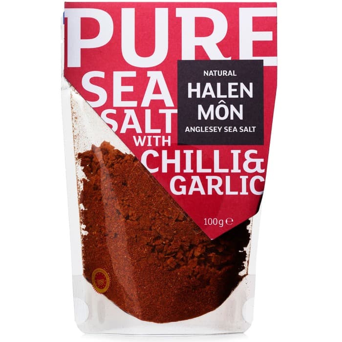 Halen Môn Chilli & Garlic Salt Påse 100g – från Halen Môn – 115 kr – hos Delitea