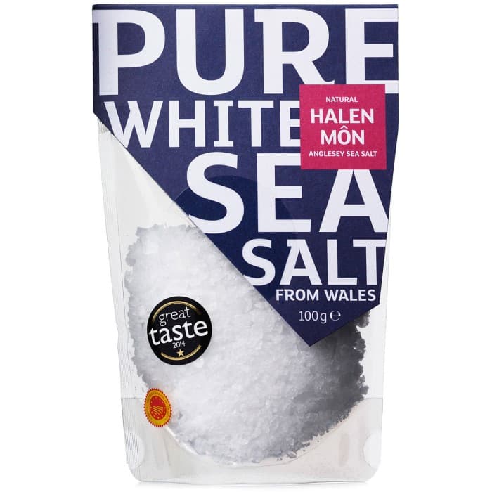 Halen Môn Pure Sea Salt Påse 100g – från Halen Môn – 69 kr – hos Delitea
