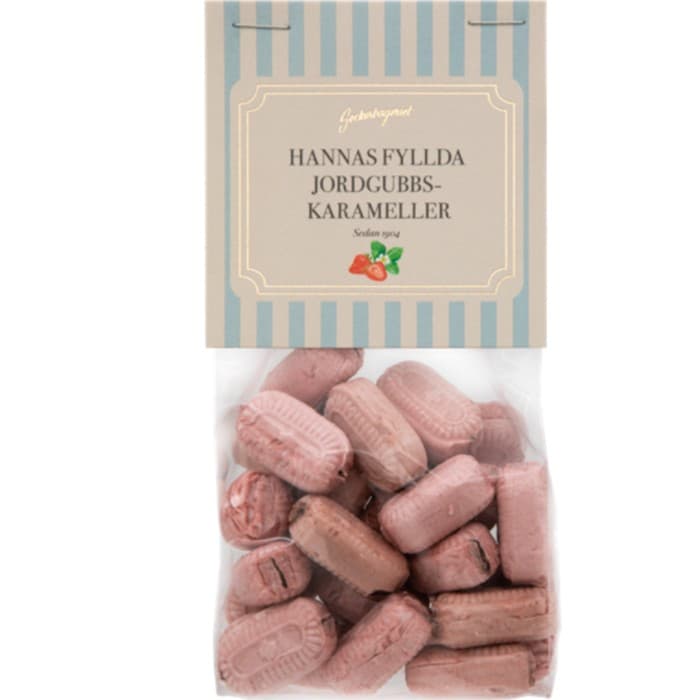Konfektyrfabriken i Hälsingborg Hannas Fyllda Jordgubbskarameller 175g – från Konfektyrfabriken i Hälsingborg – 59 kr – hos Delitea