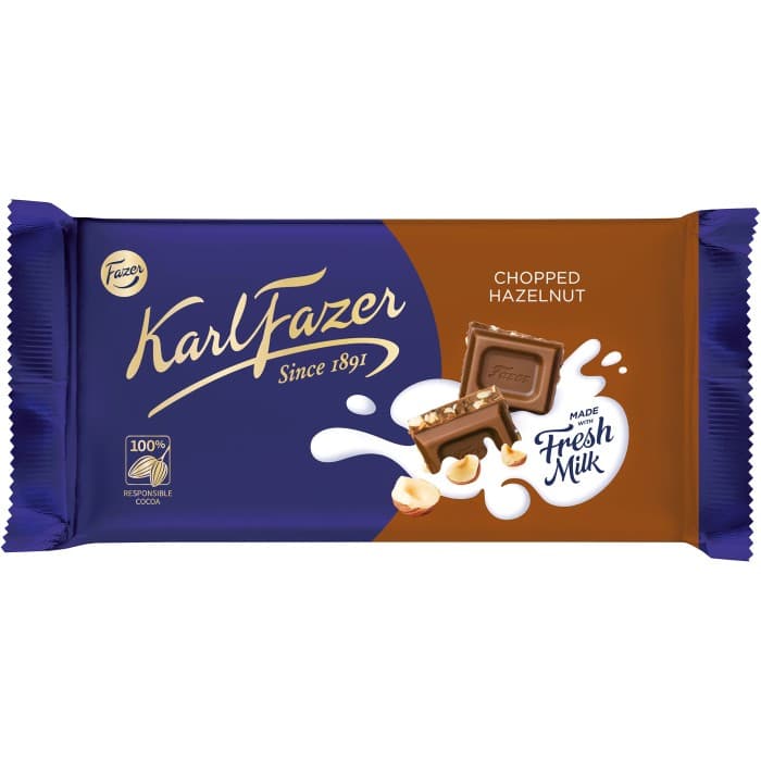 Karl Fazer Hackade Hasselnötter 145g – från Fazer – 35 kr – hos Delitea