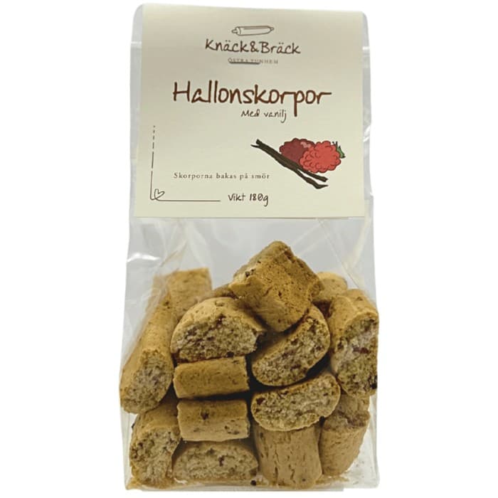 Knäck & Bräck Hallonskorpor med Vanlij 180g – från Knäck & Bräck – 65 kr – hos Delitea