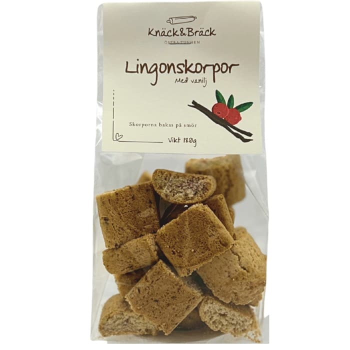 Knäck & Bräck Lingonskorpor med Vanilj  180g – från Knäck & Bräck – 65 kr – hos Delitea