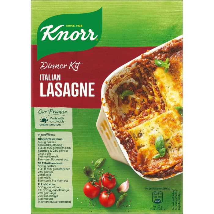 Knorr Lasagne Middags-kit 4p/262g – från Knorr – 35 kr – hos Delitea