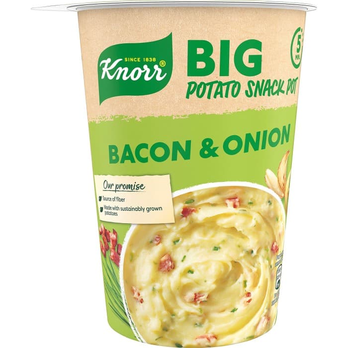Knorr Snack Pot Potatismos Bacon & Lök BIG 76g – från Knorr – 25 kr – hos Delitea