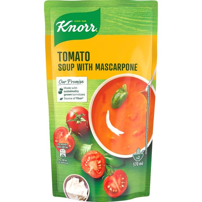 Knorr Tomato Soup med Mascarpone 570ml – från Knorr – 35 kr – hos Delitea