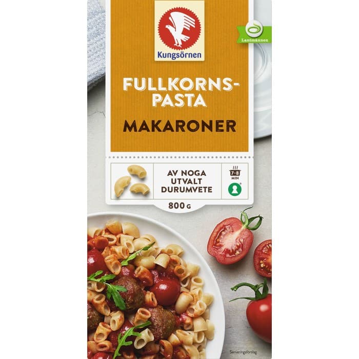 Kungsörnen Fullkornspasta Makaroner 800g