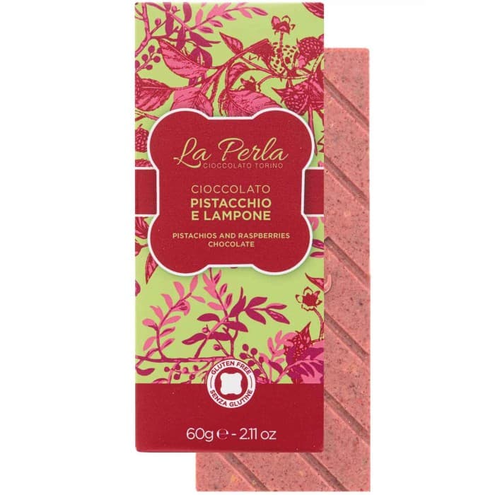 La Perla Vit choklad med Pistage & Hallon 60g från La Perla – köp hos Delitea