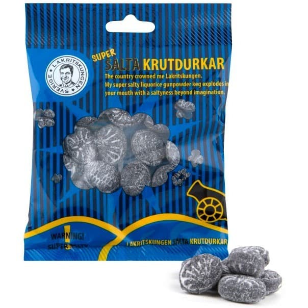 Lakritskungen Supersalta Krutdurkar 100g – från Lakritskungen – 20 kr – hos Delitea
