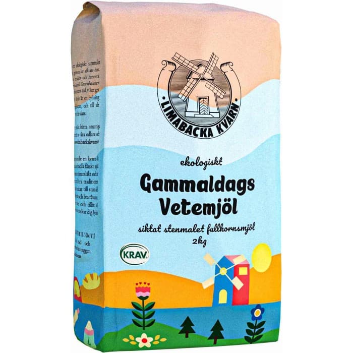 Limabacka Kvarn Gammaldags Vetemjöl Stenmalet 2kg – från Limabacka Kvarn – 59 kr – hos Delitea