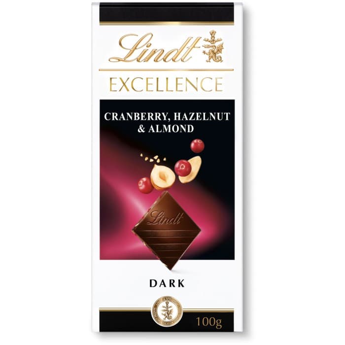 Lindt EXCELLENCE Tranbär Hasselnöt & Mandel Mörk Choklad 100g från Lindt – köp hos Delitea