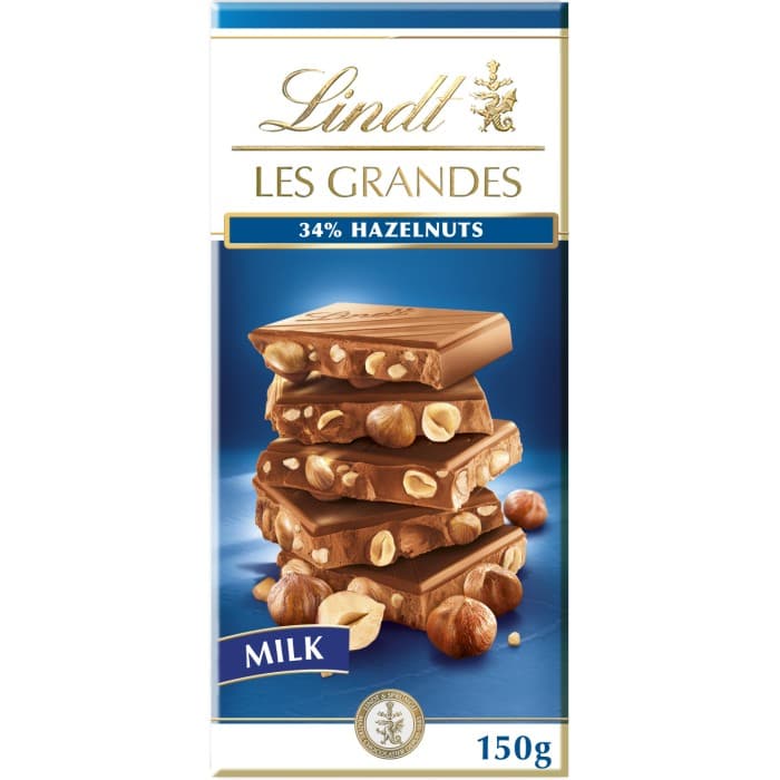 Lindt LES GRANDES Hel Hasselnöt i Mjölkchoklad 150g – från Lindt – 62 kr – hos Delitea