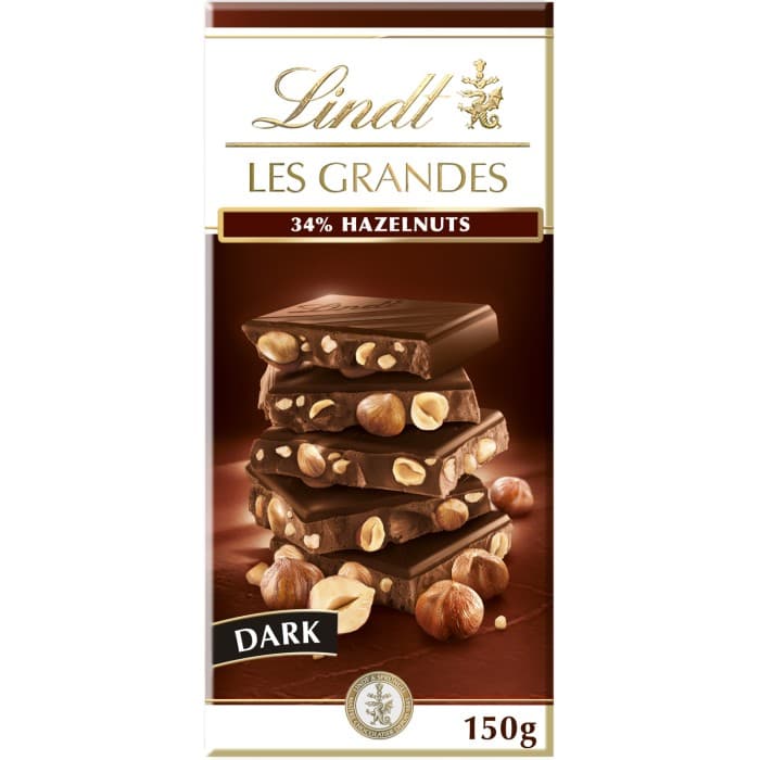 Lindt LES GRANDES Hel Hasselnöt i Mörk Choklad 150g – från Lindt – 59 kr – hos Delitea