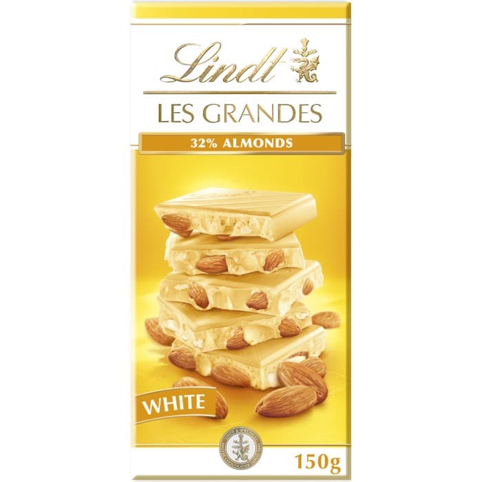 Lindt LES GRANDES Mandel i Vit Choklad 150g – från Lindt – 55 kr – hos Delitea
