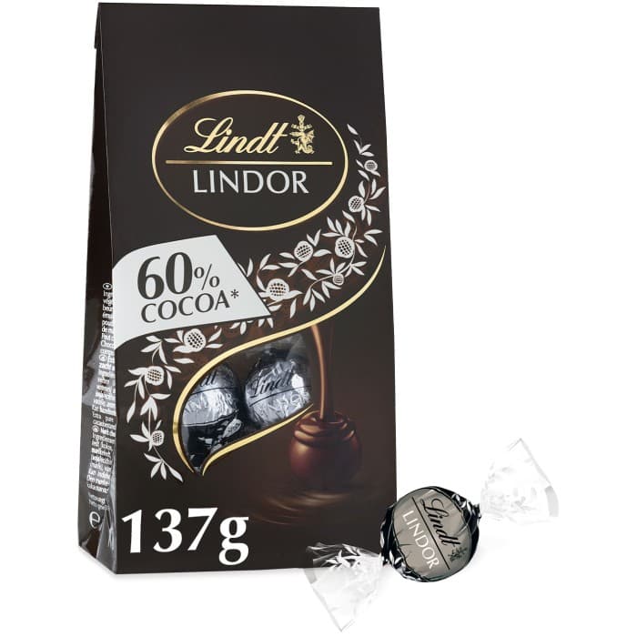 Lindt LINDOR Mörk Choklad 60% Kakao 137g – från Lindt – 65 kr – hos Delitea