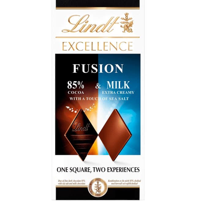 Lindt Milk Salt Excellence Fusion 85% 100g – från Lindt – 44 kr – hos Delitea
