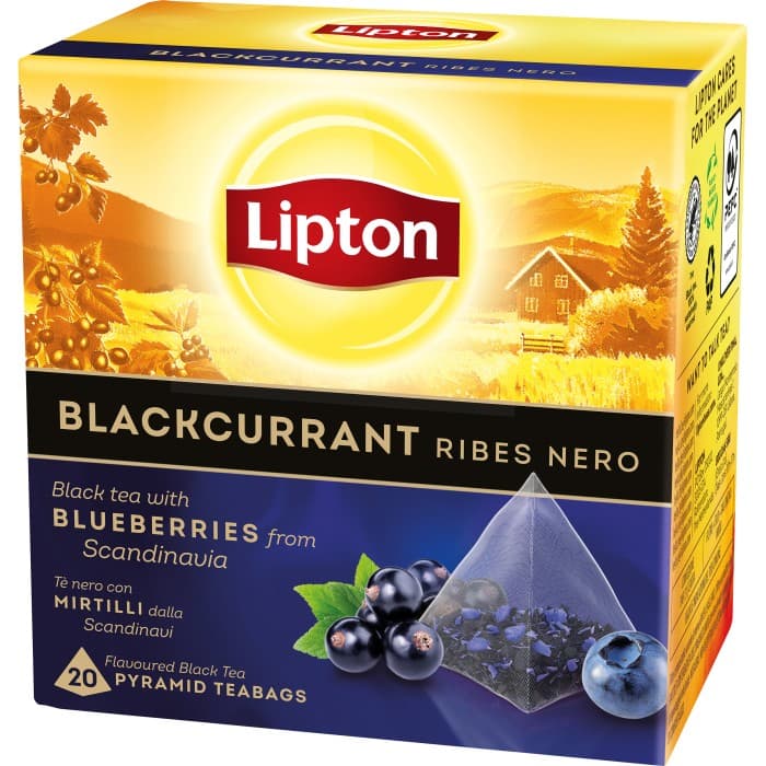 Lipton Blackcurrant Black Tea Pyramid Tepåsar 20-pack