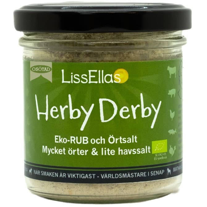 LissEllas Herby Derby Osötad Eko-Rub & Örtsalt 80g – från LissEllas Senap – 128 kr – hos Delitea