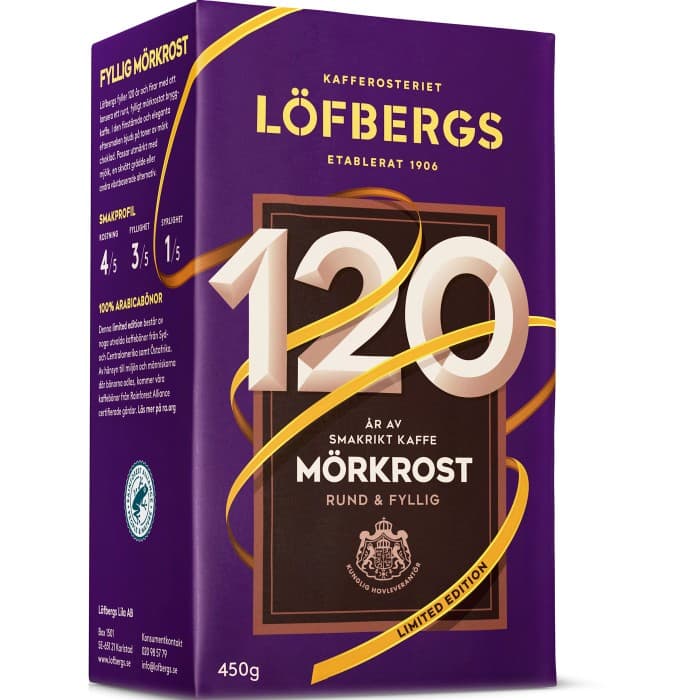 Löfbergs Kaffe Mörkrost 120 år 450g – från Löfbergs – 84 kr – hos Delitea