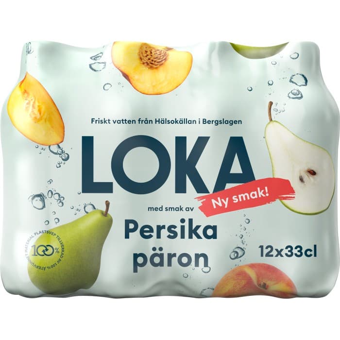 Loka Persika & Päron PET-flaska 12x33cl