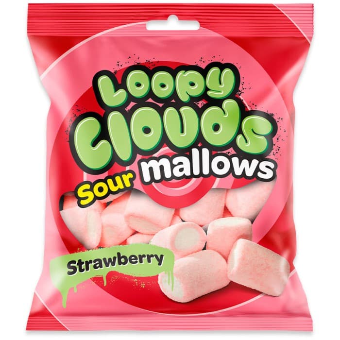Loopy Clouds Marshmallow Sour Strawberry 100g – från Loopy Clouds – 24 kr – hos Delitea