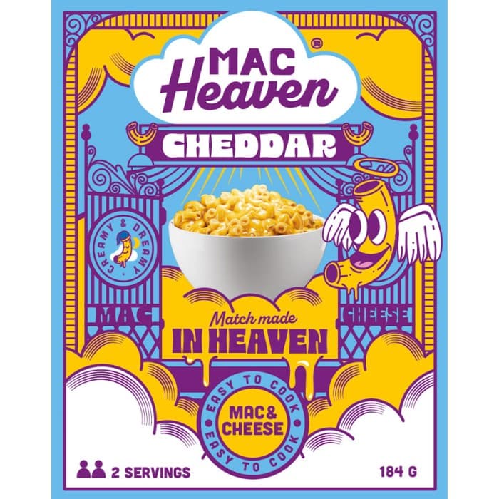 Mac Heaven Mac & Cheese Cheddar 184g – från Mac Heaven – 35 kr – hos Delitea
