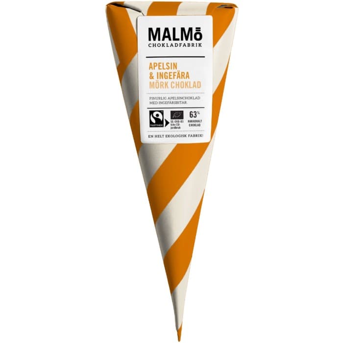 Malmö Chokladfabrik Apelsin & Ingefära 63% 90g – från Malmö Chokladfabrik – 95 kr – hos Delitea