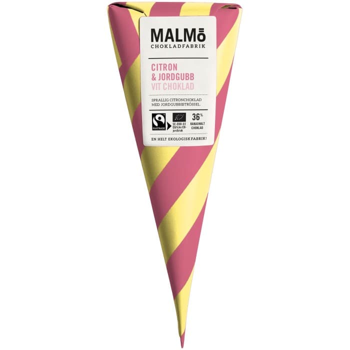 Malmö Chokladfabrik Citron & Jordgubb 36% 90g – från Malmö Chokladfabrik – 95 kr – hos Delitea