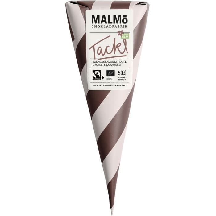 Malmö Chokladfabrik Tack! (Kokosboll) 50% 90g – från Malmö Chokladfabrik – 95 kr – hos Delitea
