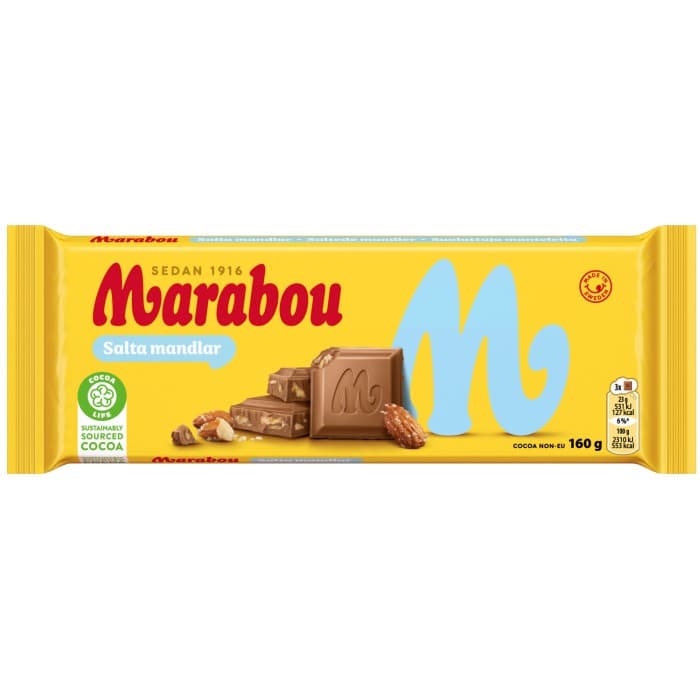 Marabou Mjölkchoklad Salta Mandlar 160g – från Marabou – 37 kr – hos Delitea