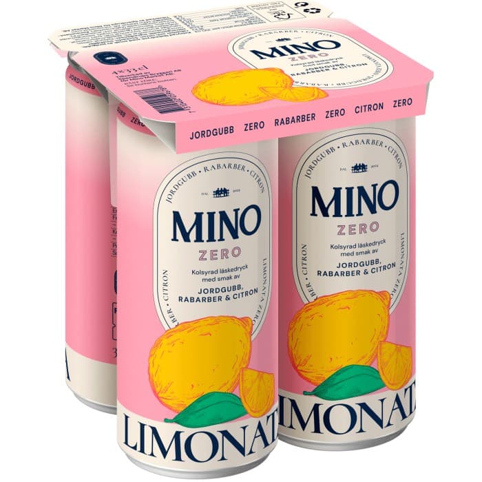 MINO Jordgubb, Rabarber & Citron Zero Burk 4x33cl – från MINO – 52 kr – hos Delitea