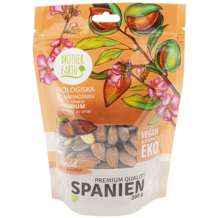 Mother Earth Rostade & Saltade Mandlar EKO 200g – från Mother Earth – 80 kr – hos Delitea