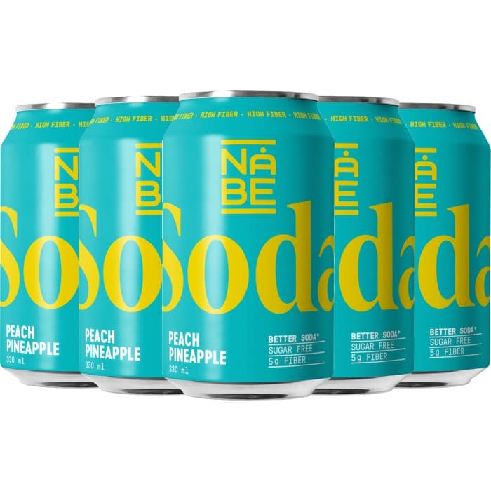 NÅBE Soda Peach Pineapple Burk 6x33cl – från NÅBE Soda – 125 kr – hos Delitea