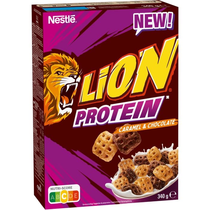 Nestlé Lion Protein Caramell & Choklad Flingor 340g – från Nestlé – 44 kr – hos Delitea