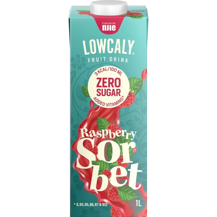 Njie Lowcaly Raspberry Sugar Free Fruktdryck 1L – från NJIE – 18 kr – hos Delitea
