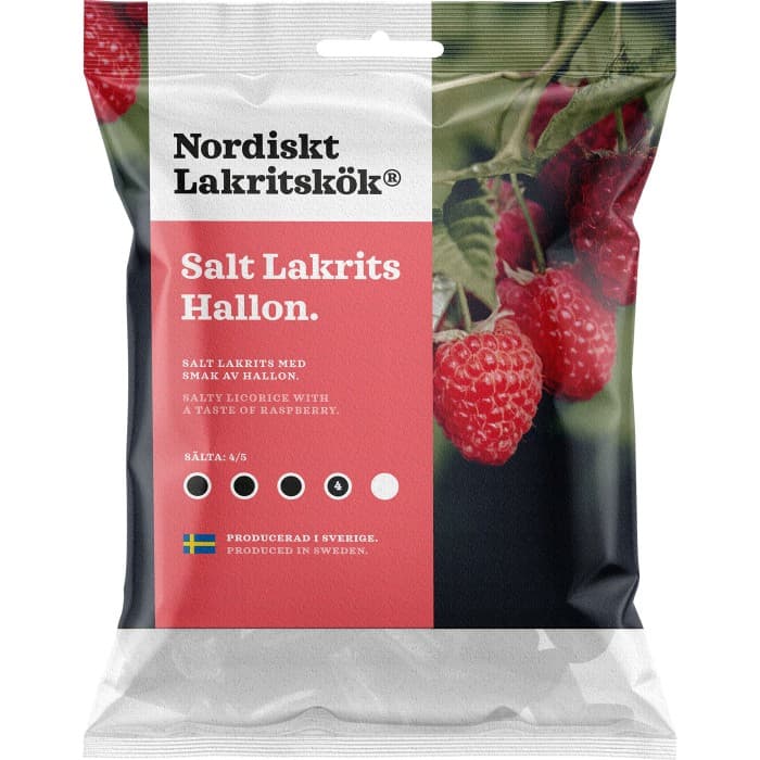 Nordiskt Lakritskök Salt Lakrits Hallon 120g – från Nordiskt Lakritskök – 21 kr – hos Delitea