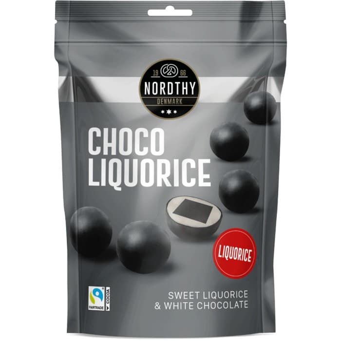 Nordthy Chokladlakritsbollar med Vit Choklad 100g – från Nordthy – 25 kr – hos Delitea
