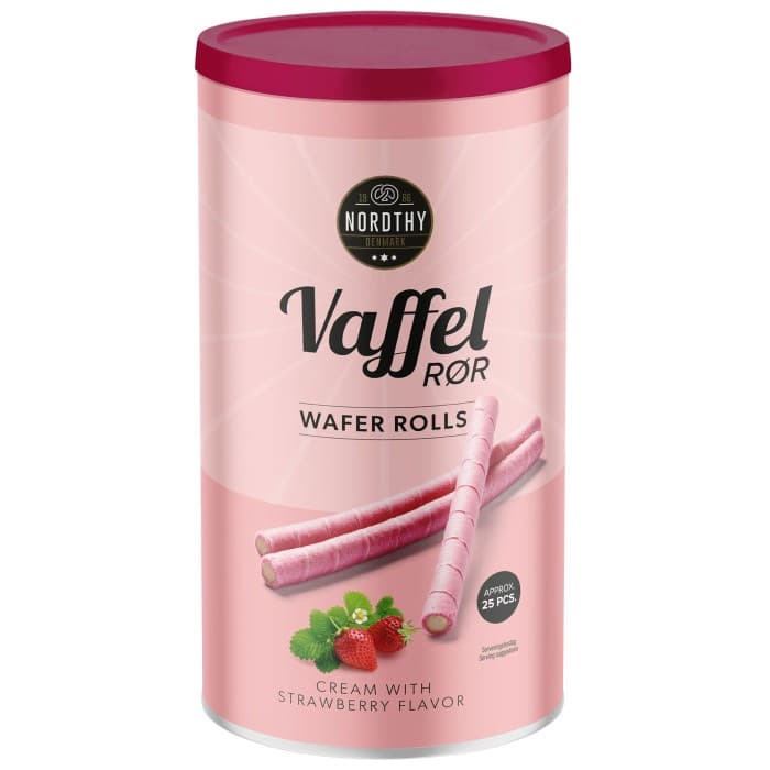Nordthy Våffelrör Jordgubb 250g – från Nordthy – 29 kr – hos Delitea