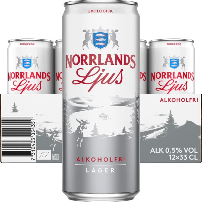 Norrlands Ljus Ekologisk Alkoholfri 0,5% Öl 12x33cl