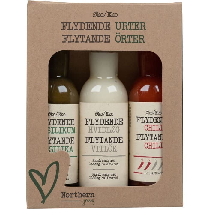 Northern Greens Presentask Flytande Örter Basilika/Vitlök/Chili 3x40ml – från Northern Greens – 110 kr – hos Delitea