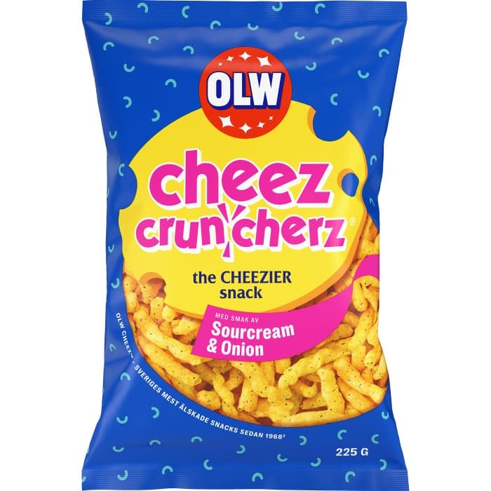 OLW Cheez Cruncherz Sourcream & Onion Ostbågar 225g