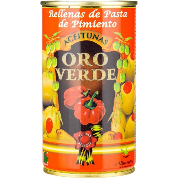 Oro Verde Manzanilla Oliver Paprika 350g från Oro Verde – köp hos Delitea