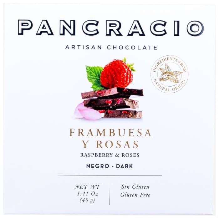 Pancracio Mörk Choklad med Hallon & Rosor 40g – från Pancracio – 39 kr – hos Delitea
