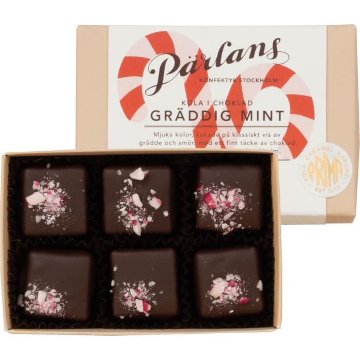 Pärlans Kola i Choklad Gräddig Mint 6 bitar