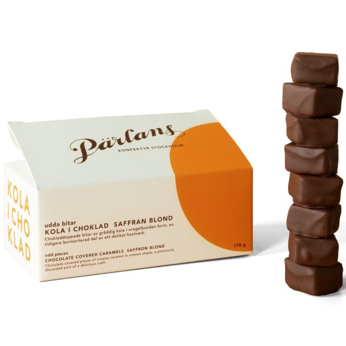 Pärlans Kola i Choklad Udda Bitar Saffran 175g