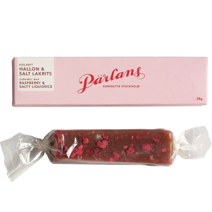 Pärlans Kolabit Hallon & Salt Lakrits 38g